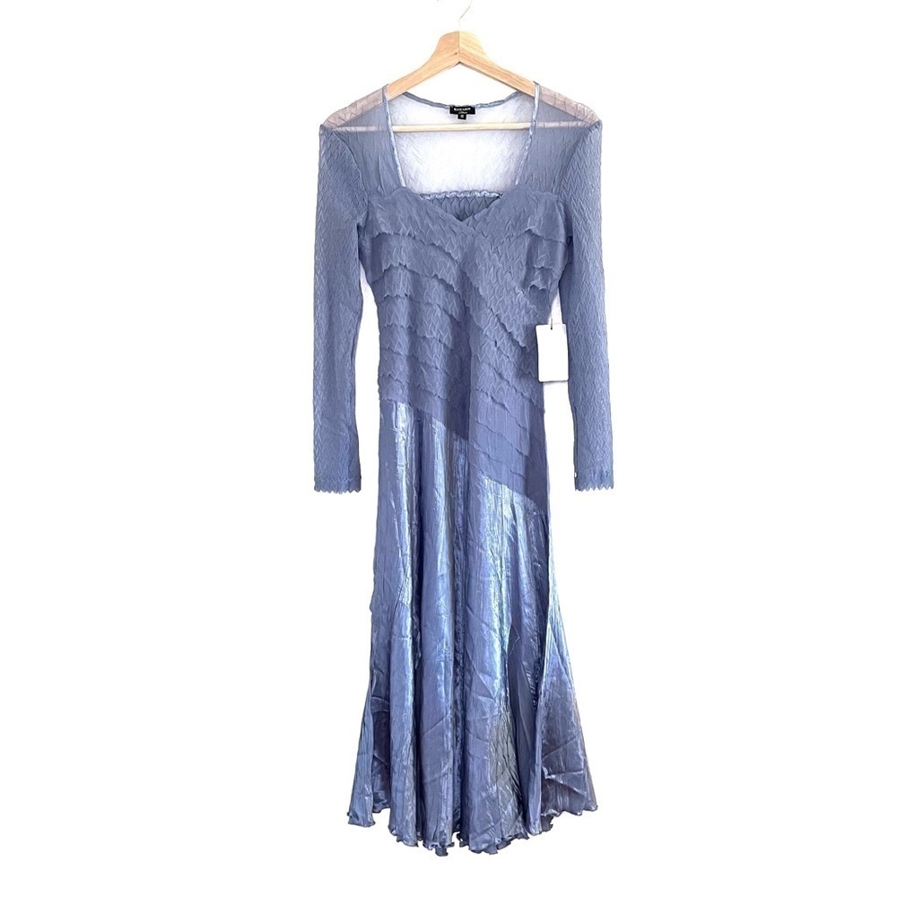 NWT Komarov Charmeuse Chiffon Long Sleeve Midi Dress Persian Violet Small